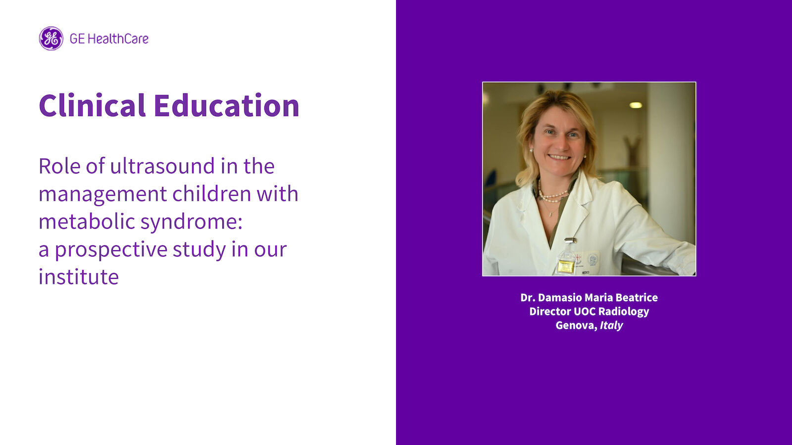 Dr  Damasio Maria Beatrice Director UOC Radiology